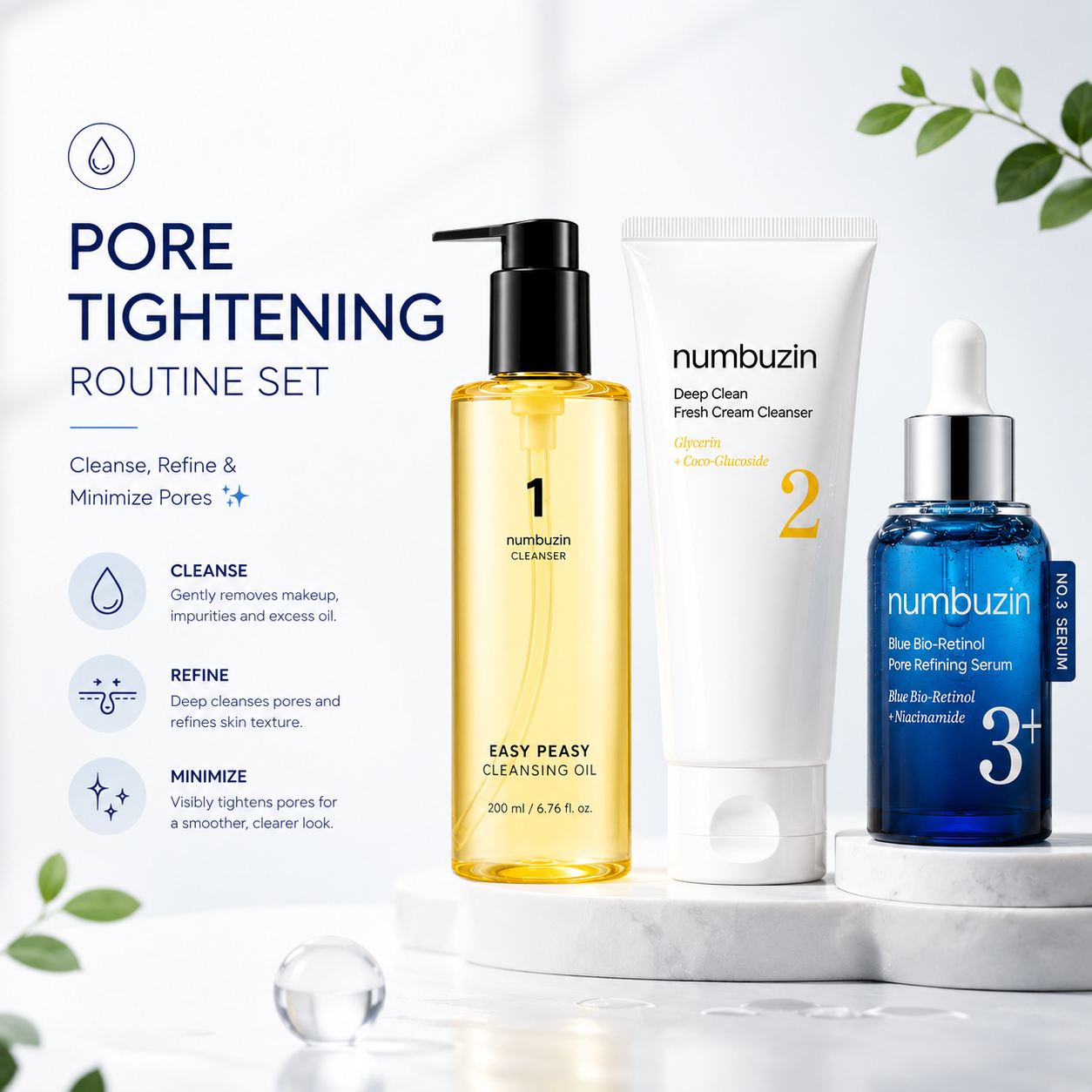 Numbuzin Pore Tightening Routine Set.