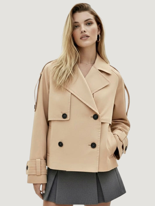 Short Double-Breasted Trench Jacket
