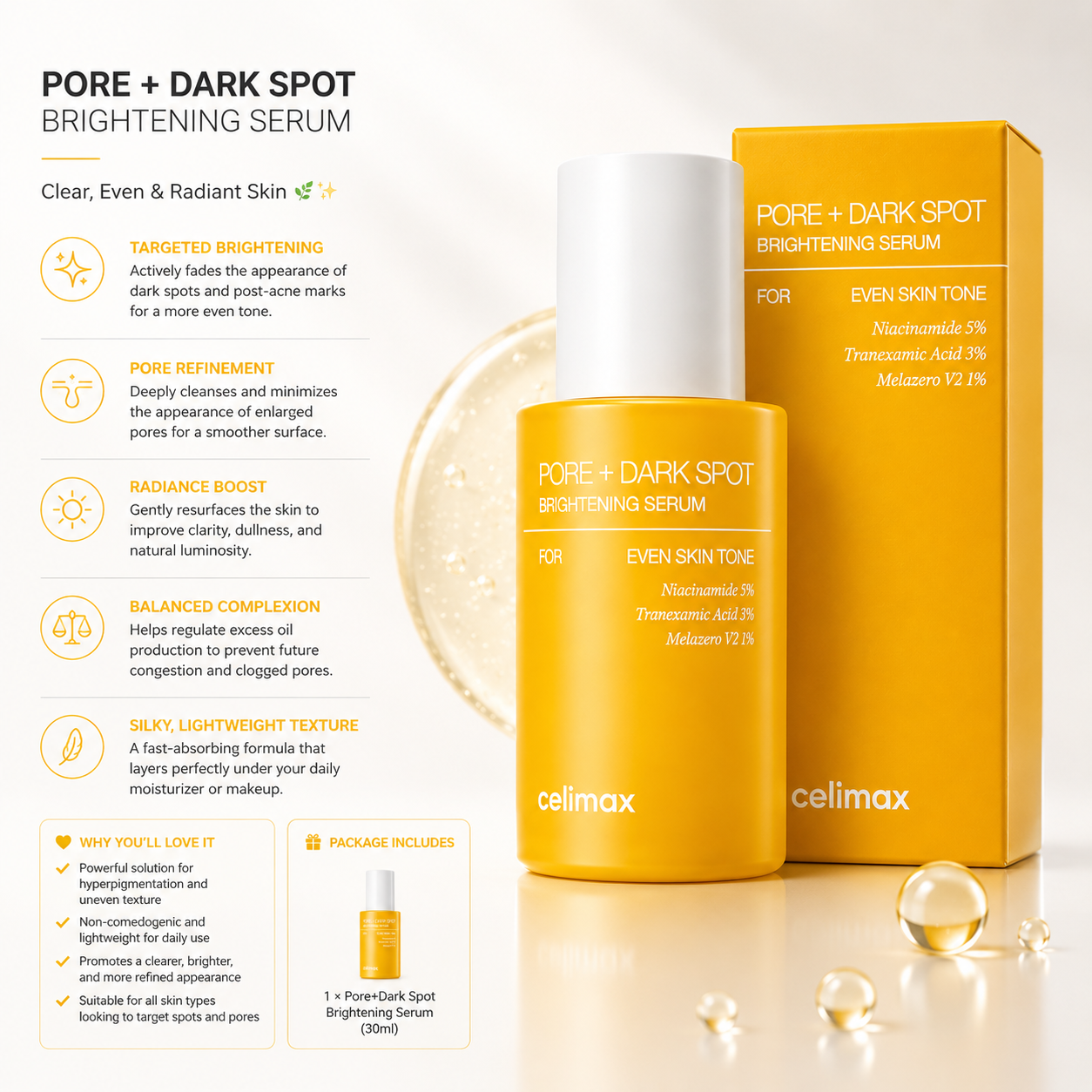 Celimax Pore+Dark Spot Brightening Serum 30ml